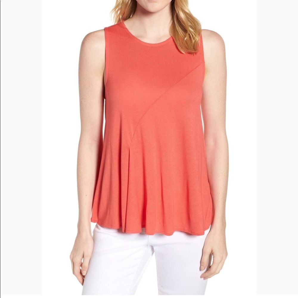 J. Crew coral pleated swing tank top